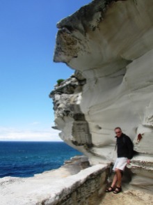 Dad and the sandstone cliffs